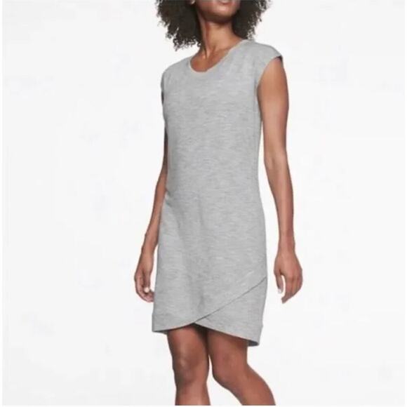 Athleta Short Sleeve Criss Cross Dress In Heather Gray Small - Picture 2 of 4